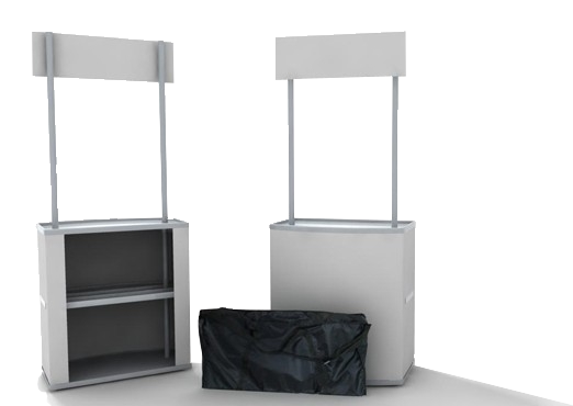 Trade show promo counter — placeholder mockup