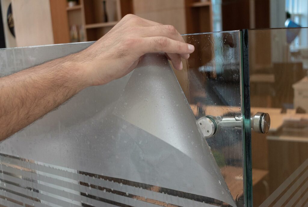 Frosted privacy film install — placeholder photo